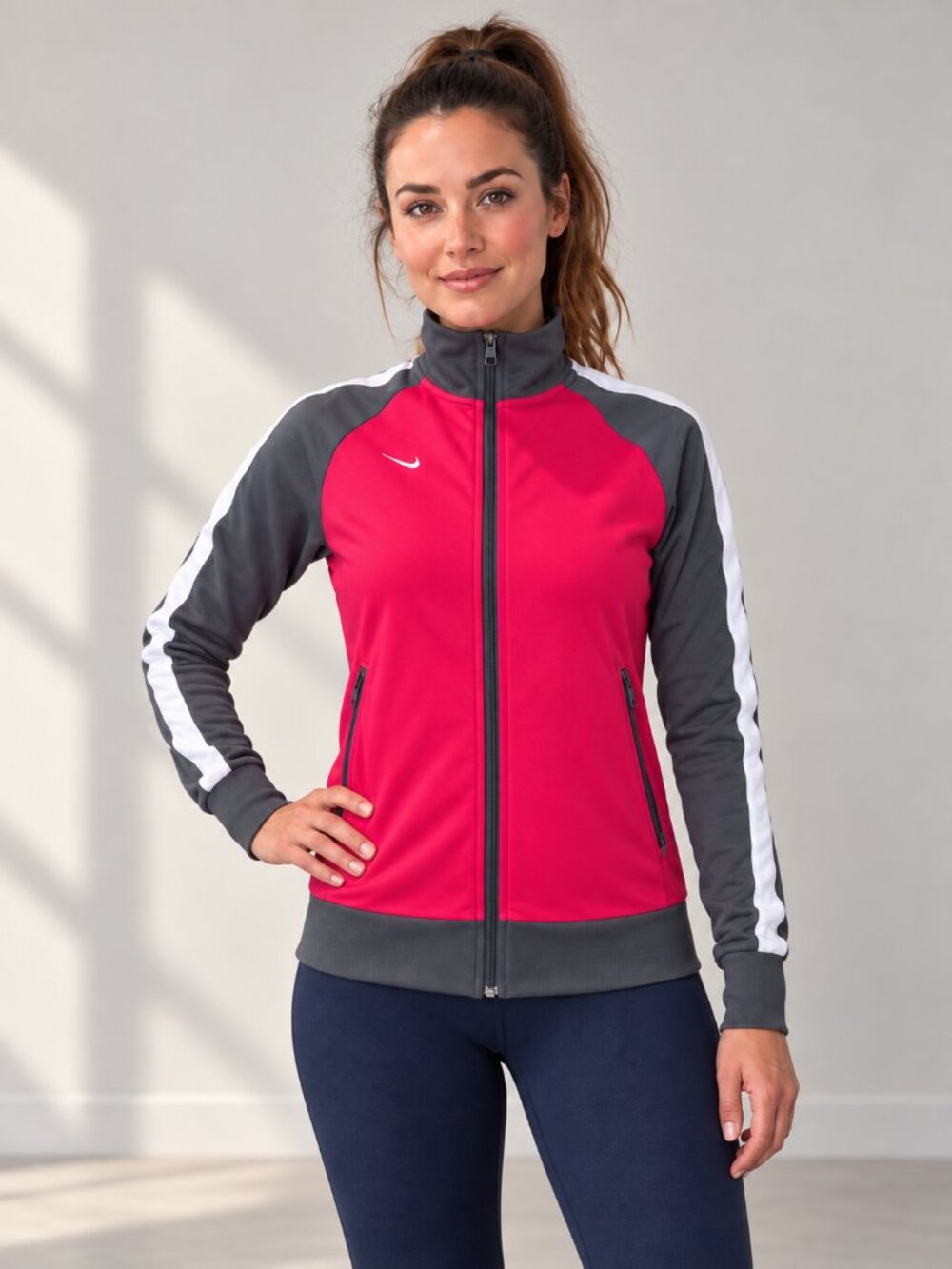 Nike The Athletic Dept Pink Gray Full Zip Track Jacket